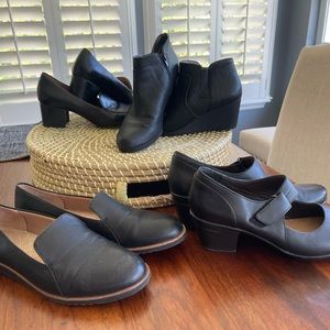 Lot of size 9 Black Life Stride and Clark shoes